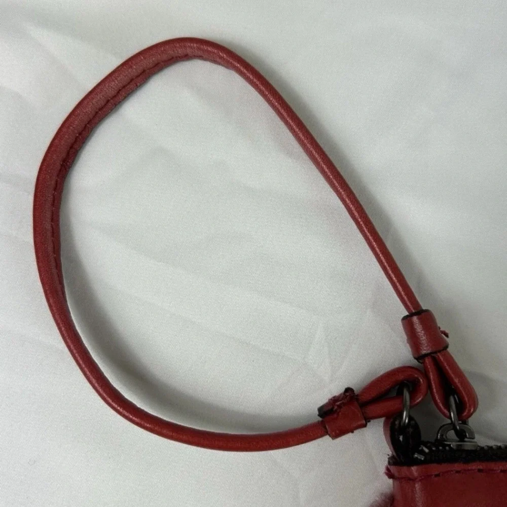 Patricia Nash‎ Red Leather Sherpa Trim Wristlet Wallet Clutch Bag Fall Holiday